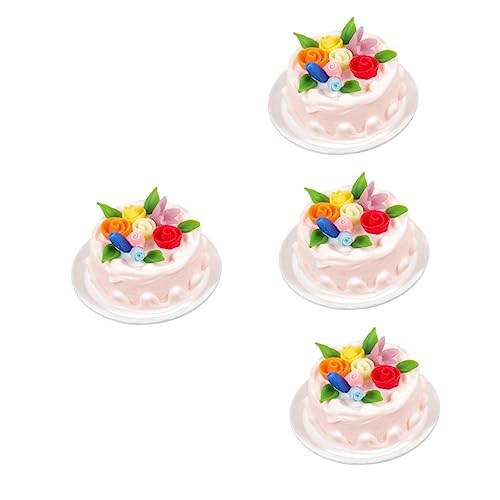 Amosfun 4 Stück Mini-Cupcakes Vintage Hochzeitsdeko Mini-Kuchen Künstlicher Kuchen Miniatur-kuchenspielzeug Künstliche Dessertdekoration Miniatur-puppenhaus-Kuchen Künstlicher Nachtisch von Amosfun