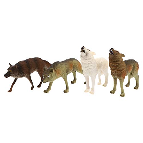 Amosfun 4 Stück Simulation Grauer Wolf für kinderspielzeug Tiermodelle statisches Wildtierspielzeug Simulierte Tierspielzeuge pädagogisches Plastikmodell PVC von Amosfun