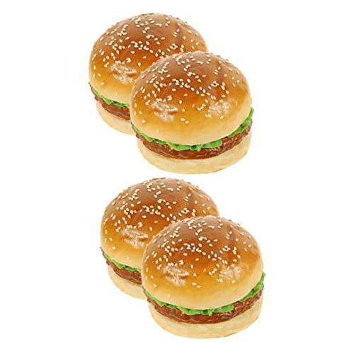 Amosfun 4 Stück Simuliertes Hamburger-Modell Tortendeko Einschulung Imitat-Burger-Ornament Desktop-Burger-Ornamente Gefälschte Burger-Modelle Pu-Burger-Modelle Lebensmittel Falsches Brot von Amosfun