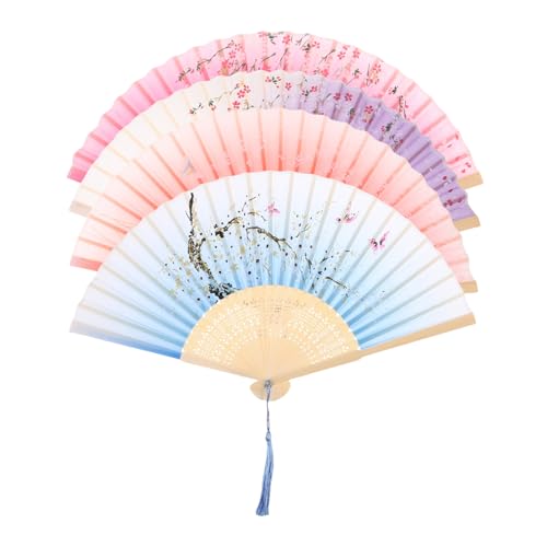 Amosfun 4 Stück Teiliges Faltbarer Holz-handfächer Leichtes Design Schnelle Faltfunktion Stilvolle Dekoration für Hochzeiten Partys Outdoor-foto-requisiten von Amosfun