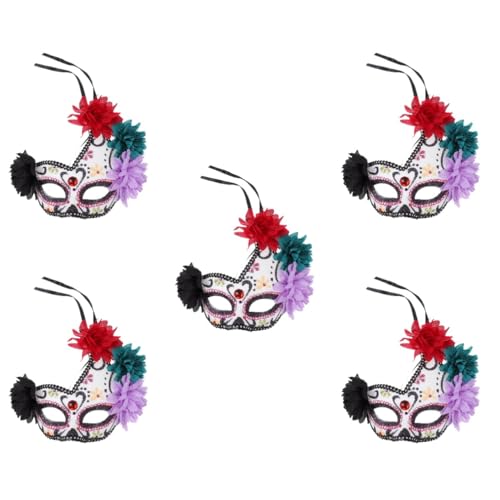 Amosfun 5 Halloween-Maske Blumenstirnbänder für Frauen de Muertos Kostümzubehör kinder masken halloween geschenk Make-up-Stirnband Kleidung für Frauen-Outfits Tanzparty-Maske Mode von Amosfun