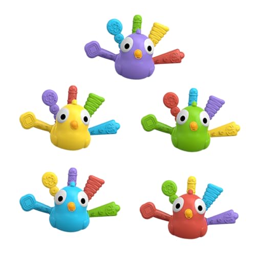 Amosfun 5 Stück Teiliges Vogel Puzzle für Kleinkinder Farbige Erkennung Handliches Steckspiel Konzentration und Hand Koordination Lernspielzeug für Frühe Bildung von Amosfun