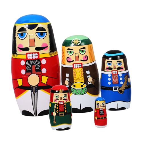 Amosfun 5 Stück Teiliges Weihnachtsset Russische Puppen Holzstapelpuppen mit Weihnachtsmotiven Farbenfrohe Dekoration für Festliche Anlässe für Zuhause und Amosfun 5 Stück Teiliges Weihnachtsset Russische Puppen Holzstapelpuppen mit Weihnachtsmotiven Farbenfrohe Dekoration für Festliche Anlässe für Zuhause und von Amosfun