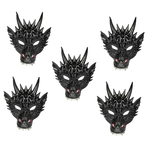 Amosfun 5st Drachenmaske Tiermasken Für Kinder Kostüme Für Erwachsene Kleidung Karnevals-drachen-gesichtsmaske Drachenkopfmaske Für Erwachsene Cosplay Drachenkostüm Pu 3d Bilden von Amosfun