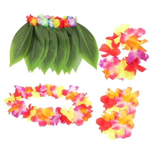 Amosfun 5St hawaii kostüm hawaii outfit grün ti blatt hula hawaiian rock kits Hawaii-Partygeschenke kleidung Künstliche Blumengirlande die Requisiten Blattgras Grasröcke von Amosfun
