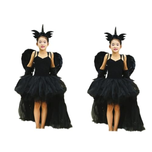 Amosfun 6 Stk Schwarzes Teufelchen-Kostüm Cosplay-Kostüm für Party-Performance Kinderumhang brautkleider Performance-Kleidung Halloween-Mantel kleiner Hochzeitskleid Mädchen von Amosfun