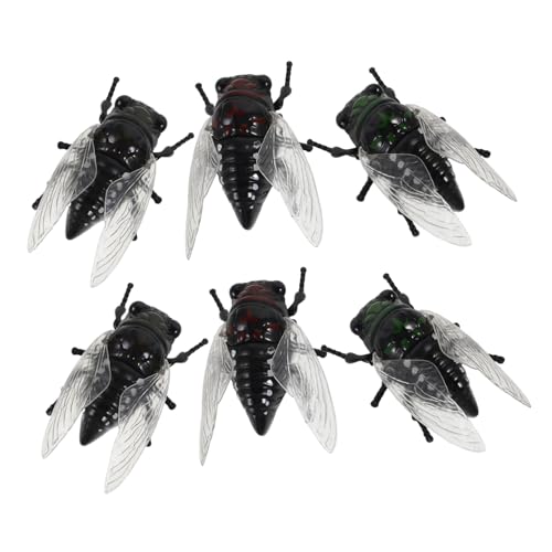 Amosfun 6 Stück Teiliges Realistisches Zikaden Aufziehmechanismus Naturgetreue Insektenfiguren für Interaktives Lernen Familienaktivitäten und Garten-Dekoration von Amosfun
