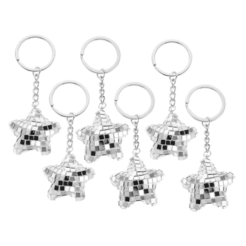 Amosfun 6 Stück Teiliges Sternförmige Spiegel Disco Schlüsselanhänger Reflektierender Mini Spiegelanhänger Robust Leicht Tragbar Praktisch Für Geburtstag Party Geschenk Zubehör von Amosfun