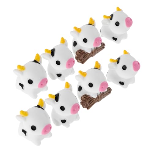 Amosfun 8 Stück Mikrolandschaft Kuhverzierungen Kuchen -topper Kuh Figur Feengartendekorationen Miniaturfiguren Kuchendekoration Tiere Miniaturen Miniaturkühe Süße Kühe Weiß Harz von Amosfun