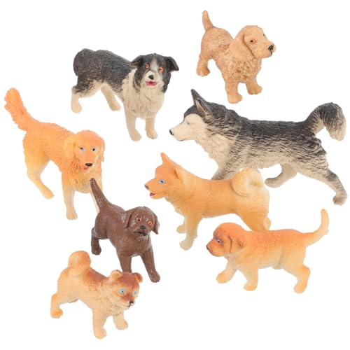 Amosfun 8St Hund-Statue-Ornament Hundeplüschspielzeug Spielzeughund Hundekuchen kleines hundespielzeug Bälle für Hunde realistische Welpenfiguren Tischdekoration für Hunde Plastik von Amosfun