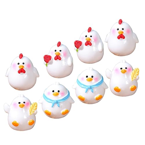 Amosfun 8St Mikro-Landschafts-Küken Figuren Hasen Mini-Küken märchenhafte gartentiere Easter Decoration gartendekoration gartendeko rostoptik Küken Figur Landschaftszubehör Harz von Amosfun