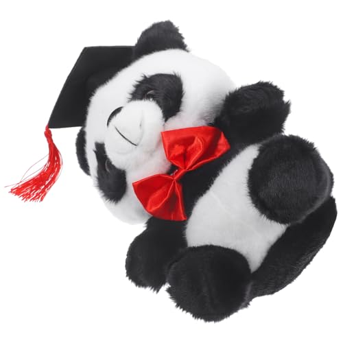 Amosfun Doktorhut-plüschpanda-Puppe Ausgestopfter Panda Abschlussspielzeug Weiches Und Entzückendes Für Partys von Amosfun