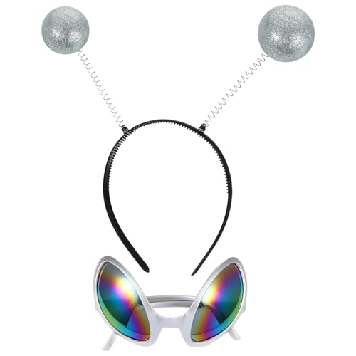 Amosfun Alien-Kostüm-Brille mit Martian-Antennen-Kopfband, Regenbogenfarben, Alien-Sonnenbrille, Boppers für Halloween, Weihnachten, Party, Erwachsene und Kinder, 2 Stück Amosfun Alien-Kostüm-Brille mit Martian-Antennen-Kopfband, Regenbogenfarben, Alien-Sonnenbrille, Boppers für Halloween, Weihnachten, Party, Erwachsene und Kinder, 2 Stück von Amosfun