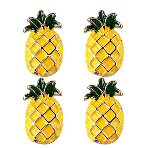Amosfun Ananas-Brosche, 4 Stück, modische schöne Ananas-Brosche, kreative Anstecknadel, Accessoire, Schmuck, Legierung, Brosche für Frauen und Mädchen von Amosfun