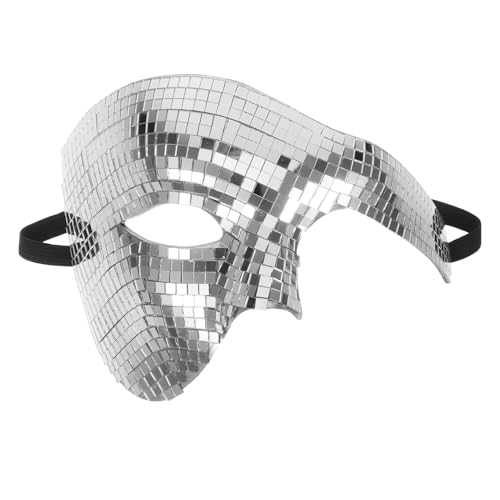 Amosfun Disco Maske Halbgesicht Spiegel Glitzer Masquerade Halloween Karneval Party Unisex Leicht Tragbar Silber Amosfun Disco Maske Halbgesicht Spiegel Glitzer Masquerade Halloween Karneval Party Unisex Leicht Tragbar Silber von Amosfun