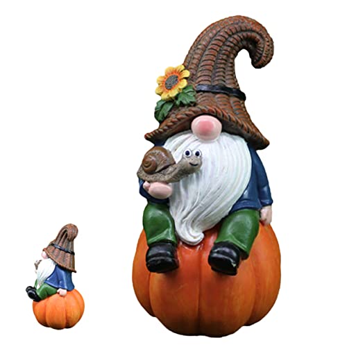 Amosfun Gnom-Ornament Zwerge Gartendekoration Mikro-landschaftszwerg Mini-GNOME-Figur GNOME Gartendekoration Dekorativer Kürbiszwerg Bastelzwerg-Ornament Plüsch Tischzwergstatue Harz von Amosfun