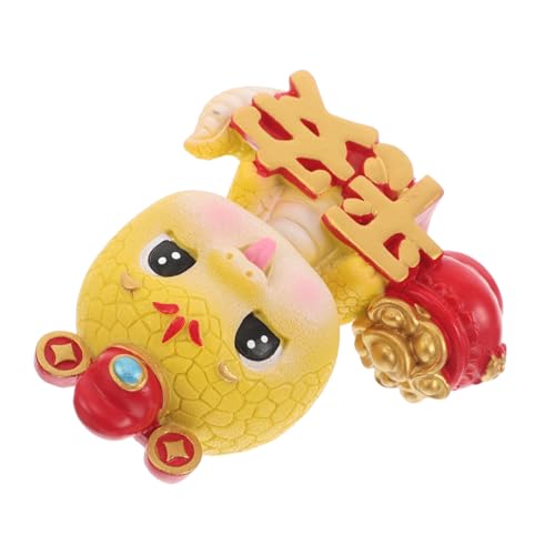 Amosfun Goldene Schlangen-Ornamente Puppe Schlüssel Spielzeugschlange Neujahrsschlange kleine Figuren Plüsch ﻿süß Party Armaturenbrettverzierung Lustiges Autozubehör Autoschmuck Harz von Amosfun