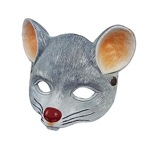 Amosfun Graue Rattenmaske – Mausmaske Realistisches Rattenkostüm Narbe Rattenkopfmaske Tierkostüm Therian-Maske Halloween-Kostüm Cosplay-Requisiten von Amosfun
