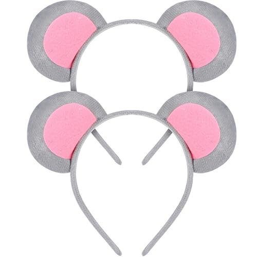 Amosfun Haarreifen mit Maus Ohren Kreative Cartoon Stirnband Tiara Foto Booth Haarschmuck für Kinder Cosplay Geburtstagsfeier Karneval Weihnachten Party Supplies 2 Stück (Grau) von Amosfun