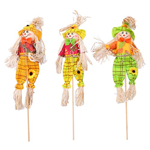 Amosfun Halloween-Vogelscheuche für Bar, Party, Dekoration, Schaukel, Ornamente, Klassenzimmer, Dekoration, Stroh, Puppenzubehör (40 cm, zufälliger Stil, 3 Stück verpackt) von Amosfun