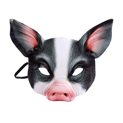 Amosfun gruselig für Erwachsene Tiermasken- Kostüm. Ball Maskerade-Maske Kinderkleidung tierische Schweinemaske Partymaske Schweinchen bilden schwarzes Schweineohr 3d Gesichtsmaske von Amosfun
