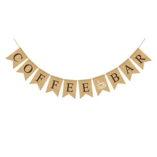 Amosfun Jute-Banner, Vintage-Kaffee-Bar, Wimpelkette, Sonnenblumen-Dekoration, rustikale Wimpelkette, Girlande für Babyparty, Zuhause, Party-Dekoration von Amosfun