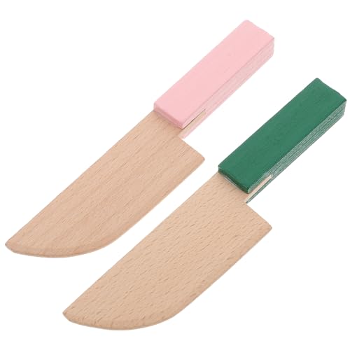 Amosfun Kinder Holzspielzeug Messer - Simulationsmesser FüR SpielküChe Und Puppenhaus, Sicheres Schneiden Von Obst Und GemüSe, 2 StüCk von Amosfun