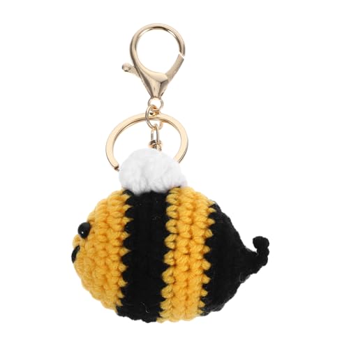 Amosfun Kreativer Kleiner Bienenanhänger Stricker Bienenschlüsselkette Gehäkelt Biene Charme Charm-geldbörsen-anhänger Netter Tierschlüsselkettenzauber Strickbienendekoration Zinklegierung von Amosfun
