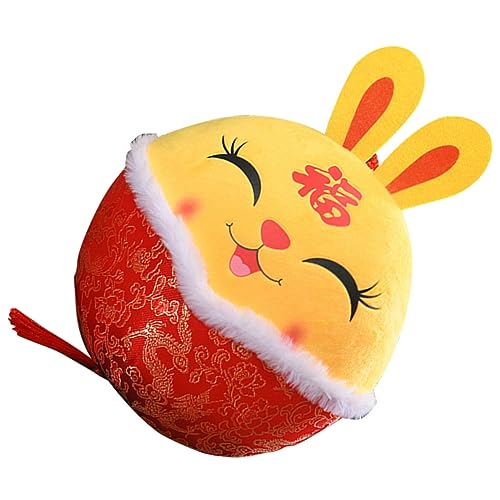 Amosfun Kuscheltier Hase mit Roter Nase Plüschkaninchen Neujahrsdekoration Süßes Maskottchen für für Feiertage und Zuhause von Amosfun