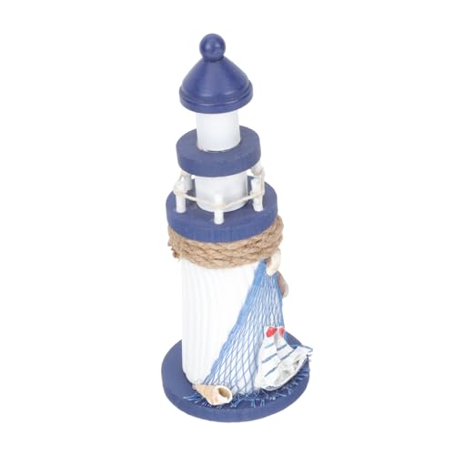 Amosfun Leuchtturm-Ornament Aus Holz – Mediterranes Kunsthandwerk Perfekt Als Dekoration Für Zuhause Und Den Schreibtisch von Amosfun