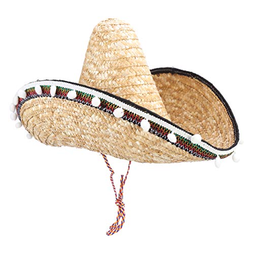 Amosfun Mexikanischer Sombrero Hut Natürlicher Strohhut Hawaiianer Stil Dressing up Requisiten Partei Liefert 60Cm von Amosfun