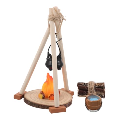 Amosfun Miniatur-Feuer-Szene, Lagerfeuer mit hängendem Topf und realistischen Flammen, detaillierte Mini-Lagerfeuerstelle für Puppenhaus, Outdoor-Szene und Urlaub, Tischdekoration, handgefertigt Amosfun Miniatur-Feuer-Szene, Lagerfeuer mit hängendem Topf und realistischen Flammen, detaillierte Mini-Lagerfeuerstelle für Puppenhaus, Outdoor-Szene und Urlaub, Tischdekoration, handgefertigt von Amosfun