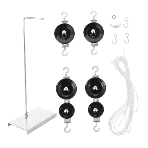 Amosfun Physik Experiment Flaschenzug Fach Fach Riemenscheiben Galvanisierter Halter Seile Mechanisches Lernspielzeug für Schüler zur Hebekraft Demonstration von Amosfun