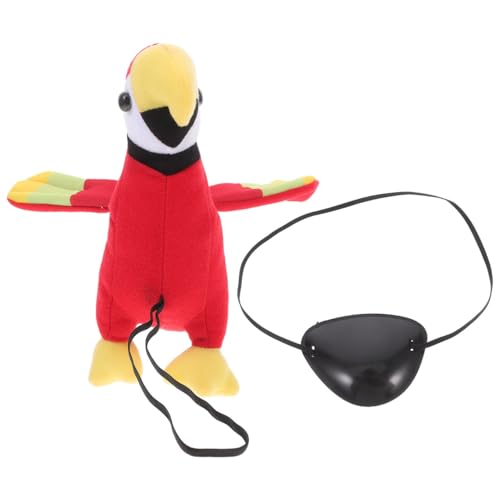 Amosfun Piratenpapagei-Puppe Für Halloween-Partys Ausgestopfter Papagei Augenklappen Schulterpapagei Plüschtier von Amosfun
