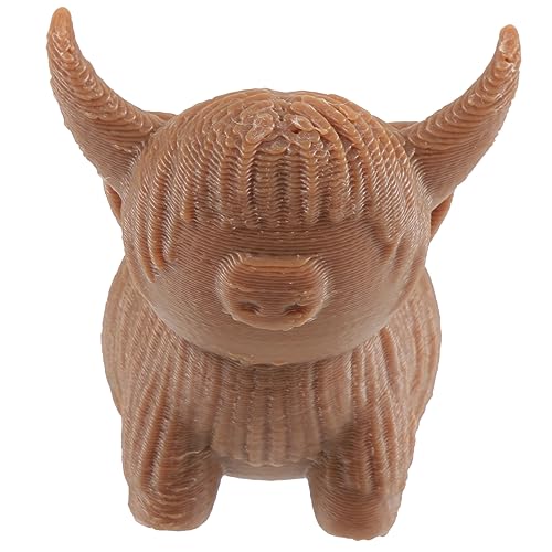 Amosfun Rasenlandschaft Kuhfiguren Ornament Plüsch Tierspielzeug Kuh Figur Kuh-dekore Kleine Gartenarbeiten Hochlandkuhstatue Kleine Figuren Tierfiguren Landschaft Kühe Plastik Light Brown von Amosfun