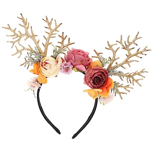 Amosfun Weihnachten Rentier Geweih Haarreif Mit Blumen, Leichtes Elchgeweih Stirnband FüR Erwachsene Und Kinder, Party Foto Requisiten, Weihnachts Haarschmuck FüR Festliche AnläSse Amosfun Weihnachten Rentier Geweih Haarreif Mit Blumen, Leichtes Elchgeweih Stirnband FüR Erwachsene Und Kinder, Party Foto Requisiten, Weihnachts Haarschmuck FüR Festliche AnläSse von Amosfun