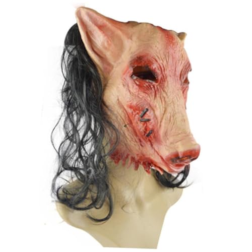 Amosfun Schweinekopfmaske Gruselige Halloween-maske Kopfbedeckung Cosplay von Amosfun