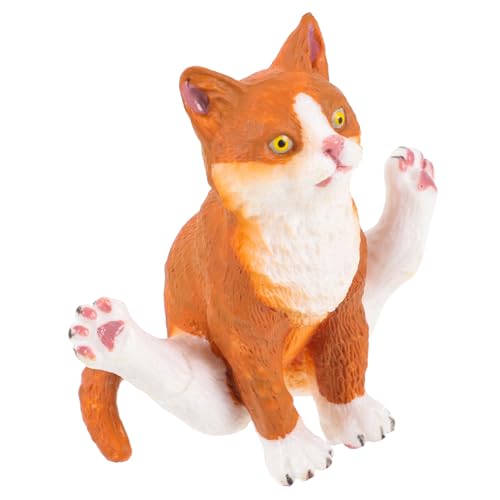 Amosfun Simulationskatzenmodell Animal Figures Cutie Cats katzenspielzeug für Katzen interaktives Katzenjagdspielzeug sitzende Katzenstatue Katzendekor Kleiner Katzenschmuck PVC Orange von Amosfun