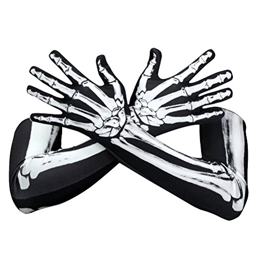 Amosfun Skelett-Handschuhe mit langem Arm, Vollfinger-Handschuhe, Kostüm, Cosplay, Party, Halloween-Kostüme Amosfun Skelett-Handschuhe mit langem Arm, Vollfinger-Handschuhe, Kostüm, Cosplay, Party, Halloween-Kostüme von Amosfun