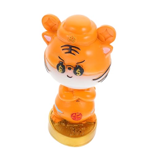 Amosfun Jahr Tiger Harz Tiger Handwerk Auto Desktop Modell Einzigartige Schmuck Orange Glück Präsentieren von Amosfun