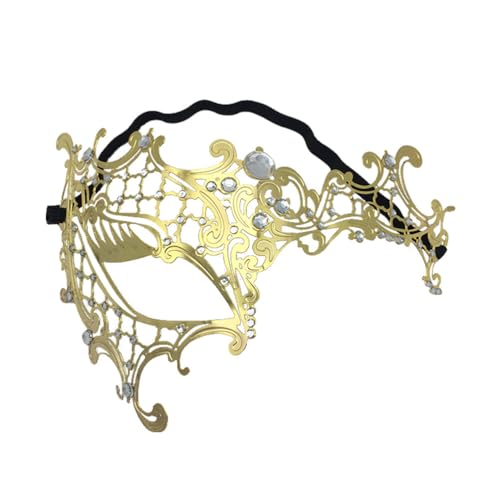 Amosfun Venezianische Maskerade Maske Vintage Strass Halbe Gesichtsmaske für Kostüm Zubehör Cosplay Halloween Karneval Party Erwachsene Maskerade (Golden) von Amosfun