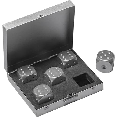 5 Stücke Aluminiumlegierung Würfel -würfel -Set Tragbare Würfel Metal Box Poker Party Spiel Spielzeug Tragbarer Würfel Man 16mm von AMOYER