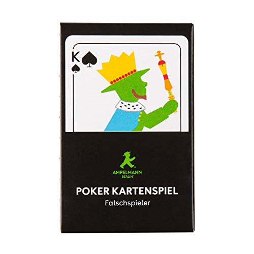 AMPELMANN Poker Kartenspiel, Internationales Bild, 52 Blatt + 3 Joker - Falschspieler farbig von AMPELMANN