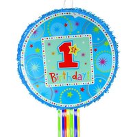 1. Geburtstag Zugpinata, Birthday Boy, mit bunten Bändeln, 20 Bändel von Amscan Europe GmbH