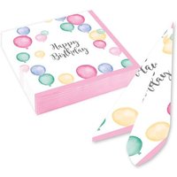 Ballon Party Kleine Servietten, 20 Stk, 25cm, Pastellfarben von Amscan Europe GmbH