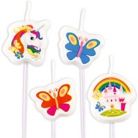 Einhorn Figurenkerzen, 4 kleine Geburtstagskerzen für Mädchen von Amscan Europe GmbH