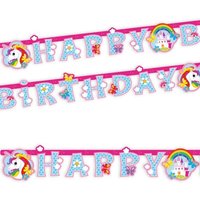 Einhorn Happy Birthday-Banner aus bedruckter Pappe, 1,8 m, 1 Stück Einhorn Happy Birthday-Banner aus bedruckter Pappe, 1,8 m, 1 Stück von Amscan Europe GmbH