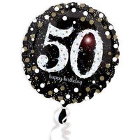 Glitzer-Folieballon, 35cm, für 50. Geburtstag Mann oder Frau von Amscan Europe GmbH