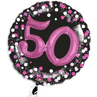 Glitzer-Folieballon Set mit 3D Effekt in schwarz-pink zum 50. Geburtstag von Amscan Europe GmbH