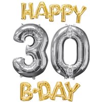 "HAPPY 30 B-DAY XL" Ballonset zum 30. Geburtstag gold-silber von Amscan Europe GmbH